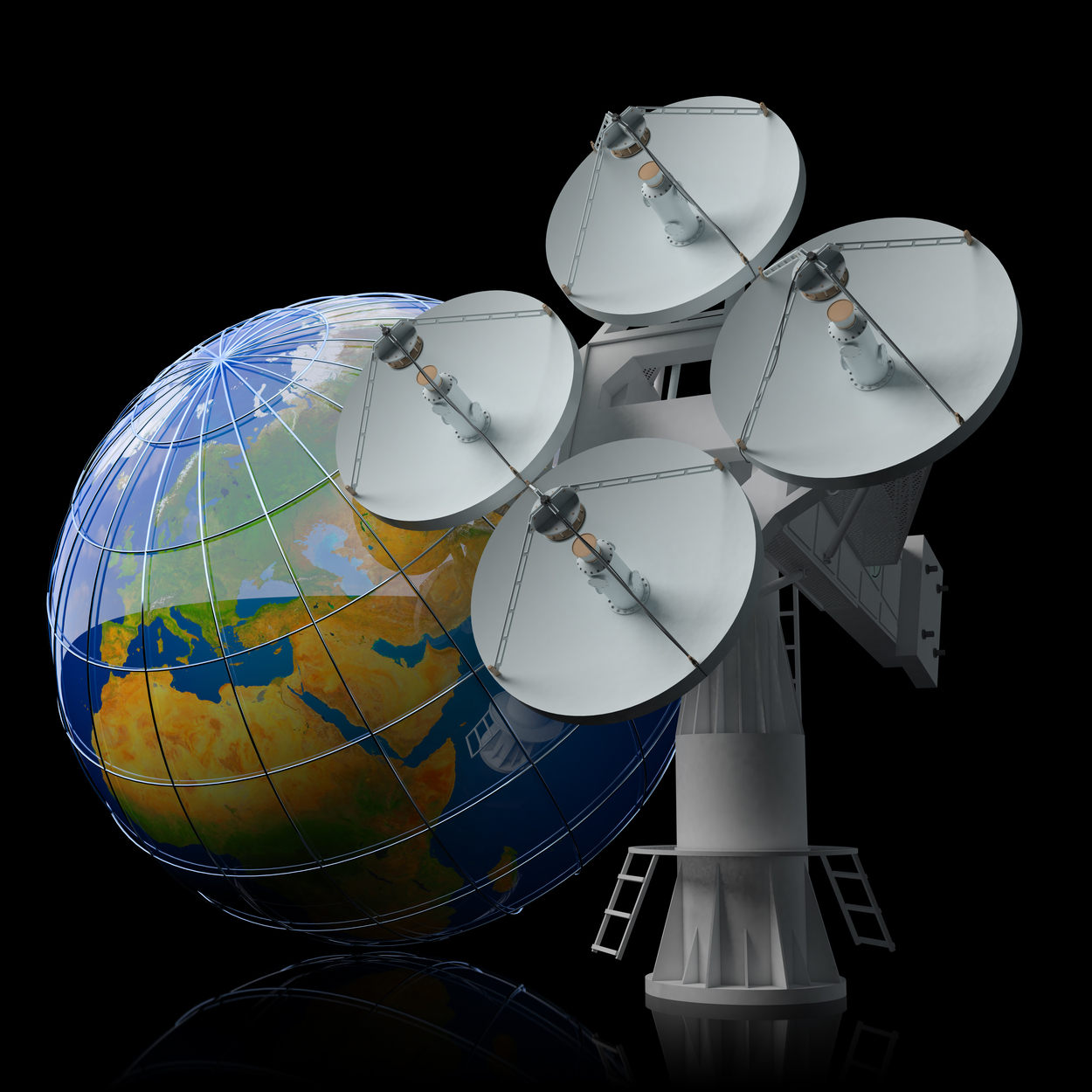 Antenna,Icon.,Global,Digital,Satellite,Communication,Concept.,Satellite,Dish,And