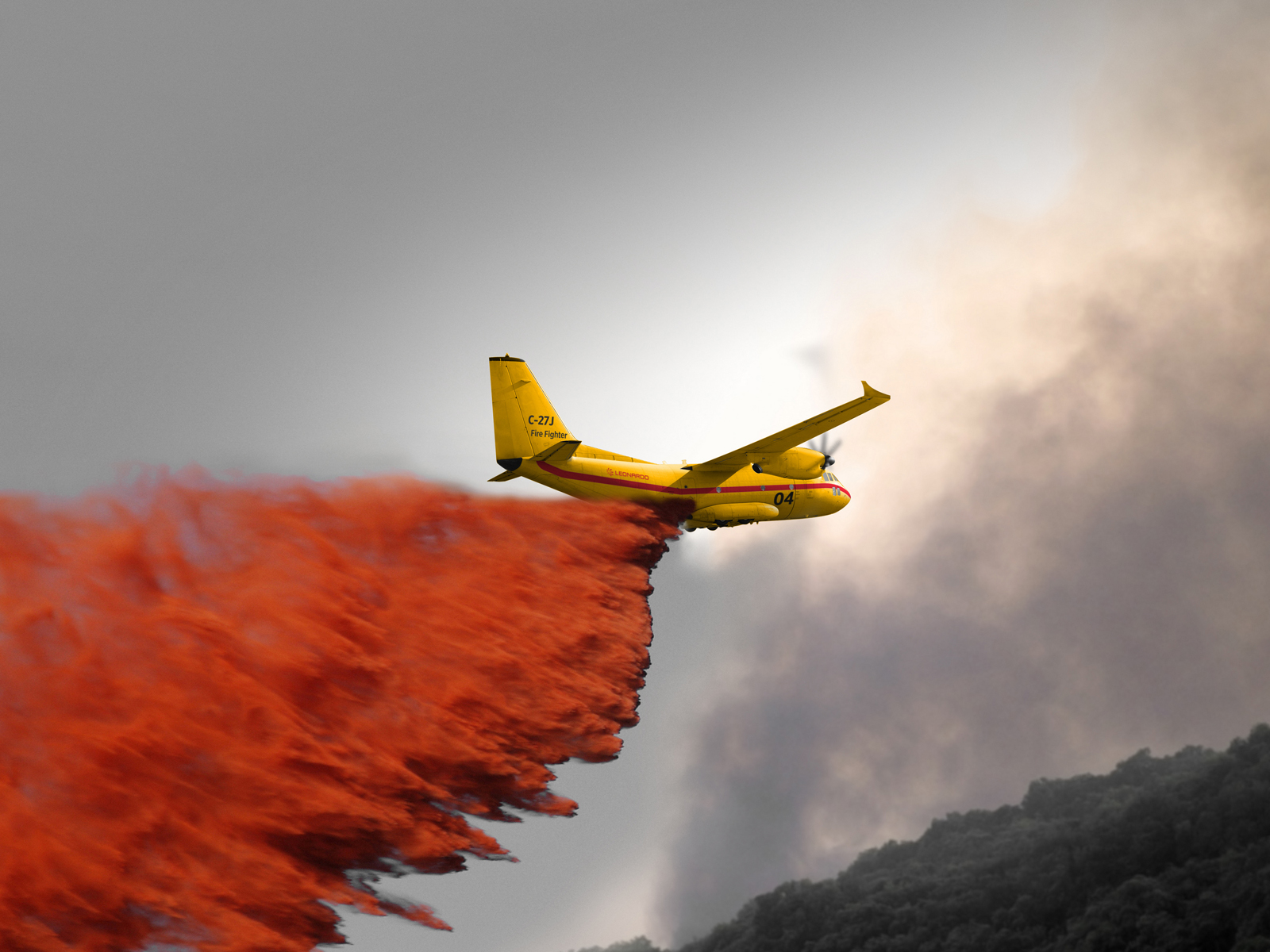 Airtanker dropping fire retardant.